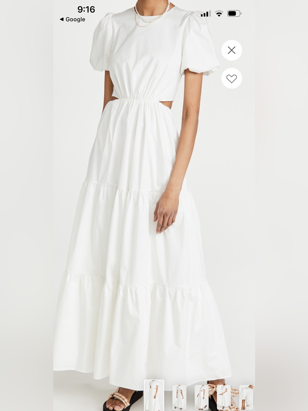 Wayf women’s Plaza Cut Out Tiered Maxi Dress Ivory large
